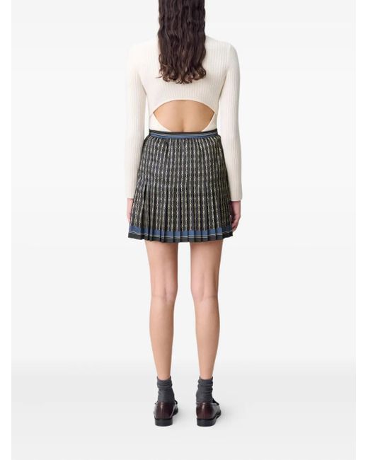 Claudie Pierlot Black Chain-Print Pleated Mini Skirt