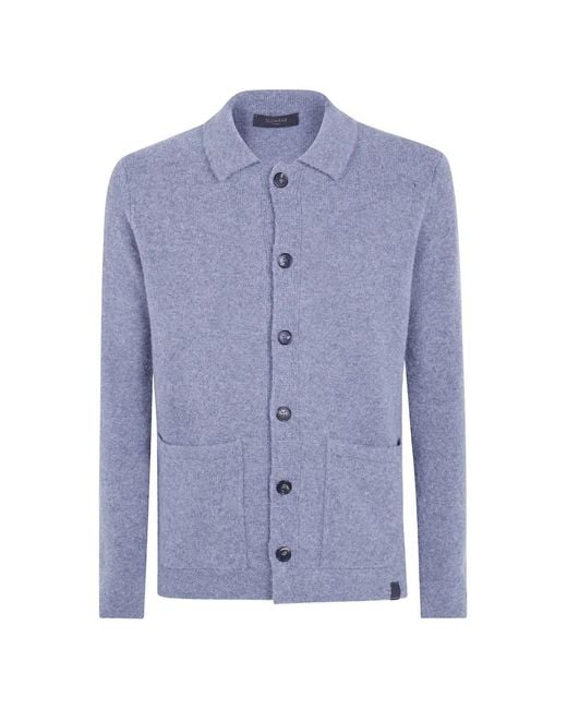 Zanone Blue Button-Up Collared Cardigan for men