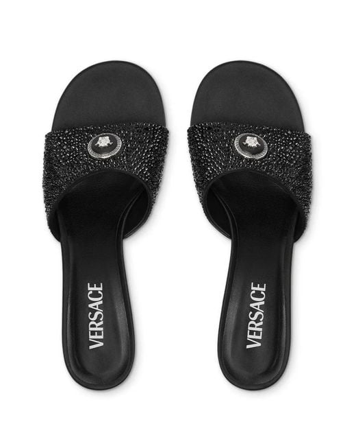 Versace Black 45Mm Alia Medusa Embellished Mules