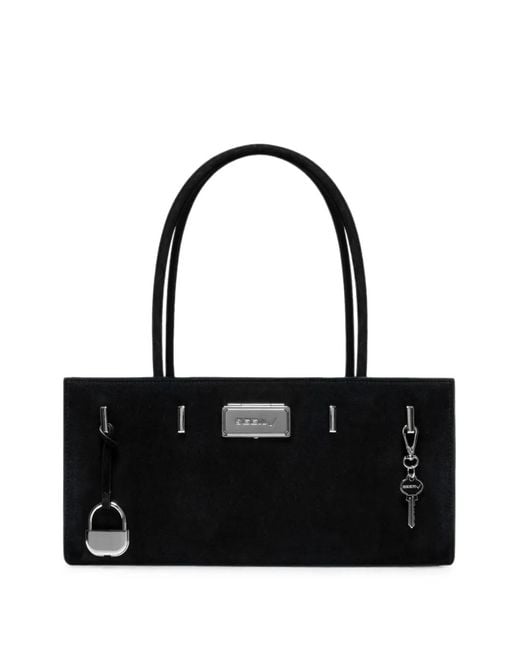 SEEN USERS Black Aura Suede Shoulder Bag
