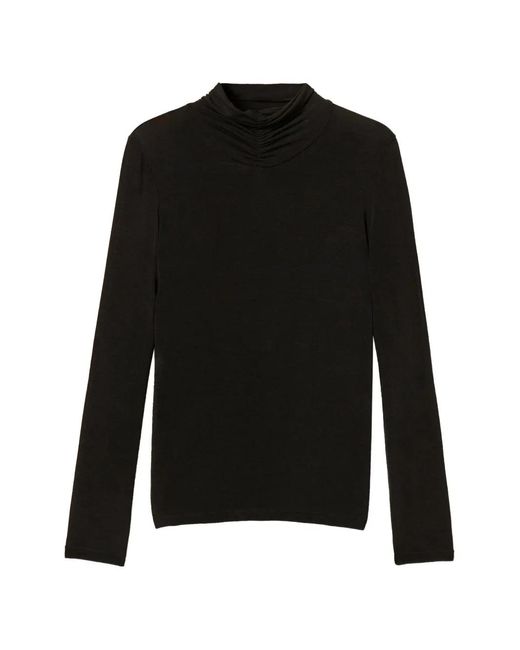 Twinset Black Turtleneck Top With Draping