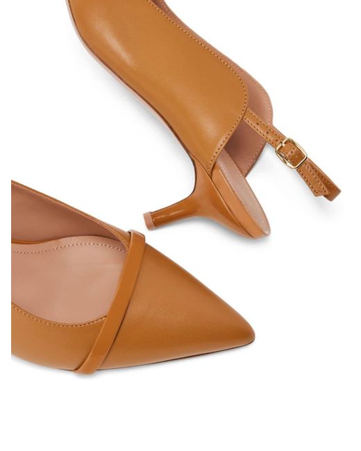 Malone Souliers Brown 45mm Marion Leather Slingback Pumps