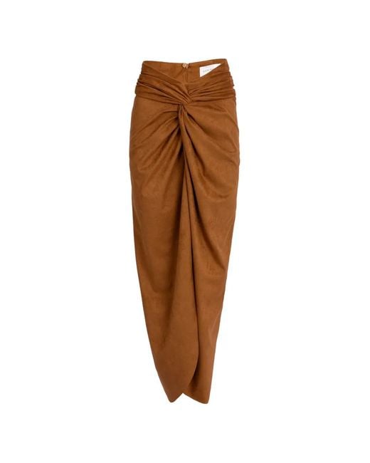 Silvia Tcherassi Brown Denise Knotted-Front Long Skirt
