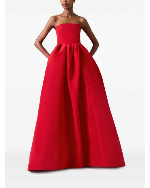 Carolina Herrera Strapless Ball Gown in Red | Lyst