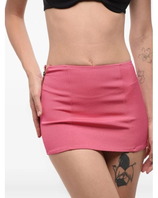 DSquared² Pink Side-Zip Fitted Mini Skirt
