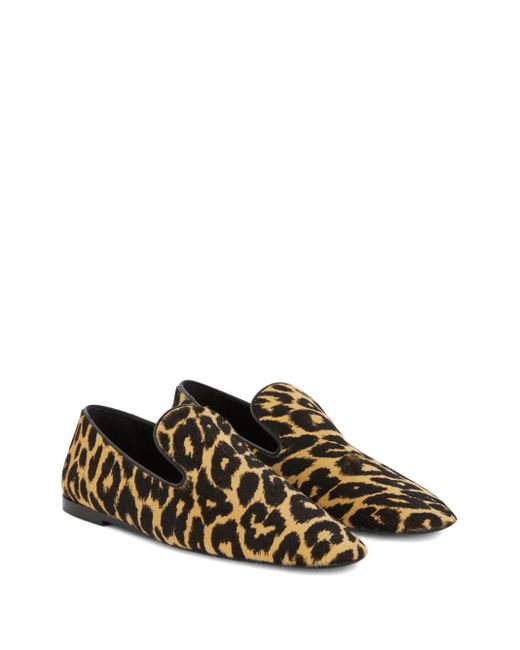 Jil Sander Black Leopard-Print Loafers