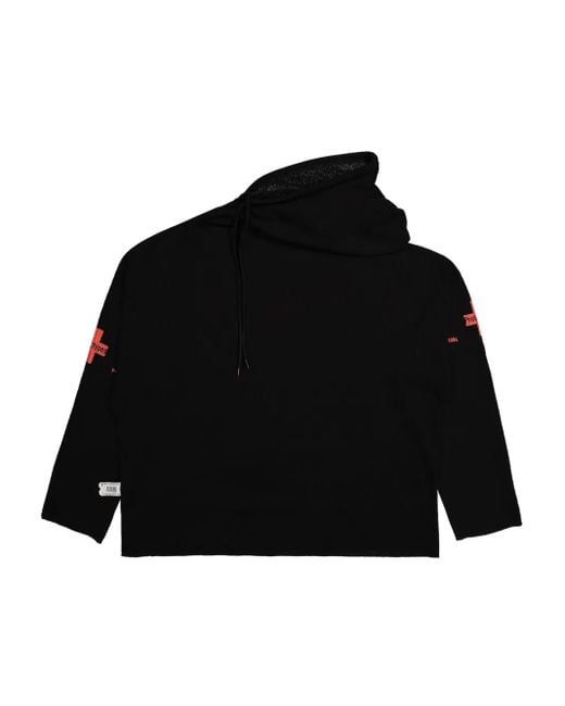 PROTOTYPES Black Waffle Twisted Hoodie for men