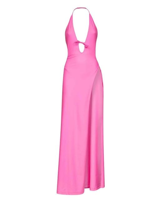 Balenciaga Halterneck Maxi Dress Pink