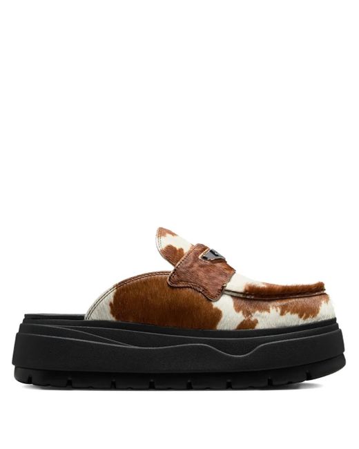 Nike Brown Cow-Print Leather Loafers