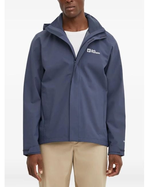 Jack Wolfskin Blue Trailtime Hooded Zip-Fastening Performance Jacket for men