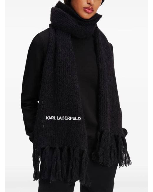 Karl Lagerfeld Black Essential Knitted Scarf