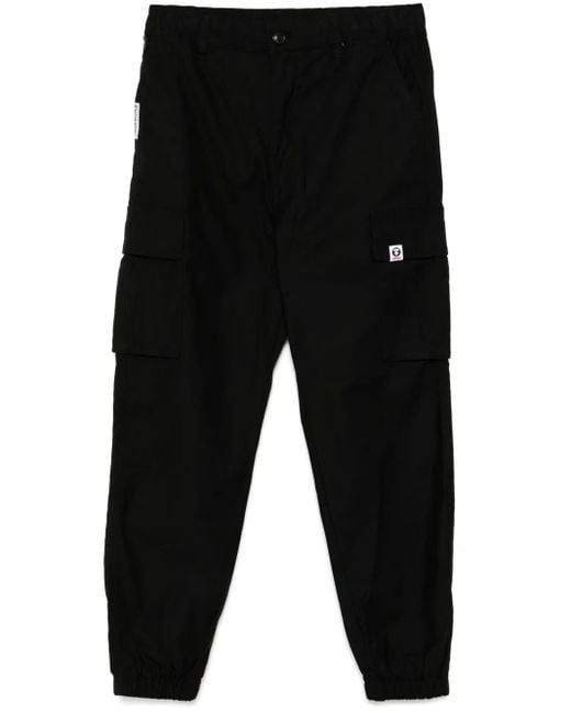 Aape By A Bathing Ape Black Aapenow Moonface-Logo Cargo Pants for men