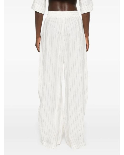 ALESSANDRO VIGILANTE White Pinstriped High-Waist Palazzo Trousers