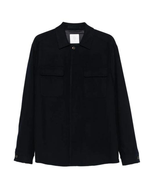 Eleventy Black Flap-Pocket Wool Jacket for men