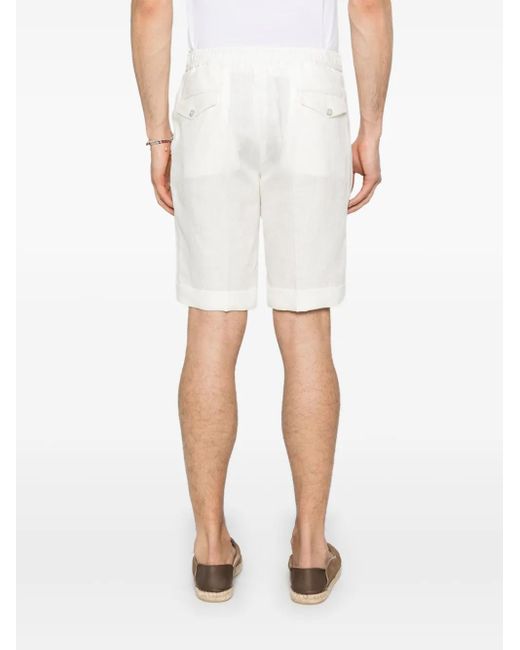 Barba Napoli White Linen Shorts for men
