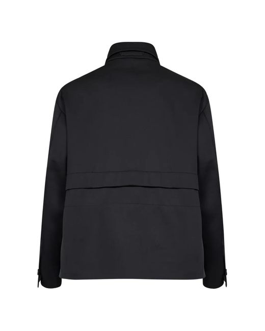 Hevò Black Concealed-Button Shirt Jacket for men