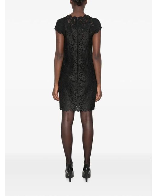 Ermanno Scervino Black Floral-Lace Scalloped-Edge Mini Dress
