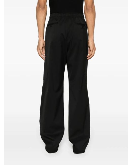 Palm Angels Black Drawstring-Waist Wide-Leg Trousers for men