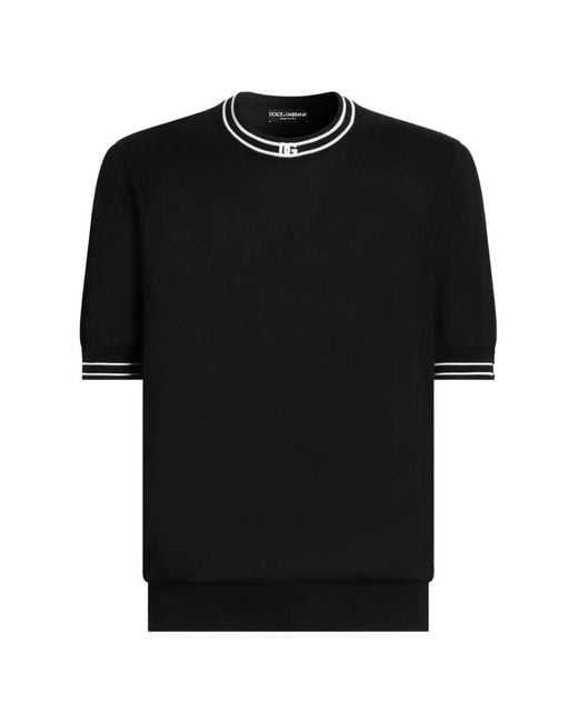 Dolce & Gabbana Black Silk Pullover for men