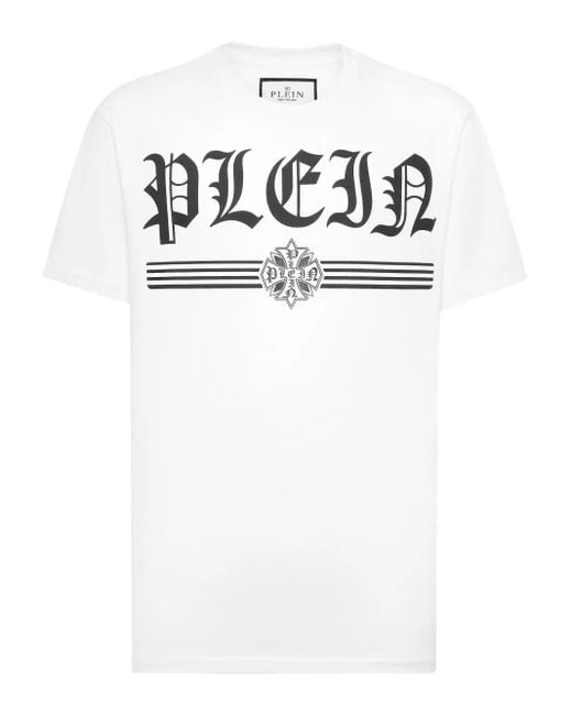 Philipp Plein White Logo-Print Crew-Neck T-Shirt for men