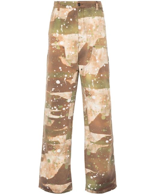 MSGM Natural Camouflage-print Canvas Trousers for men