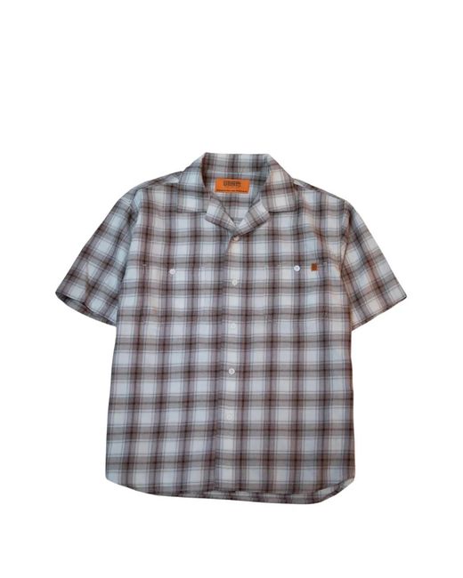 Universal Overall Gray Ombre-Check Open-Collar Shirt for men