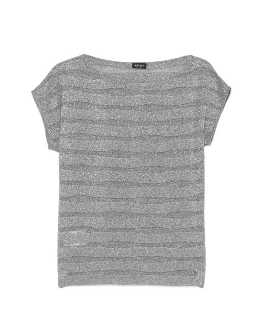 Neera Gray Lurex Stripe T-Shirt