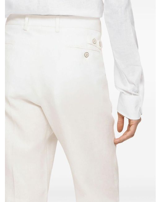 Dolce & Gabbana White Continuative Tailored Linen Trousers for men