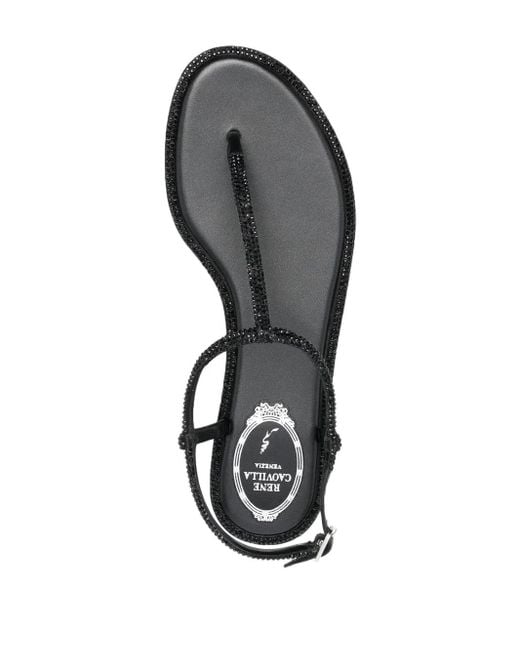 Rene Caovilla Brown Diana Low Jewel Sandals
