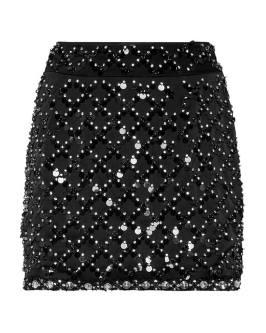 Philipp Plein Black Paillette-Embellished Mini Skirt