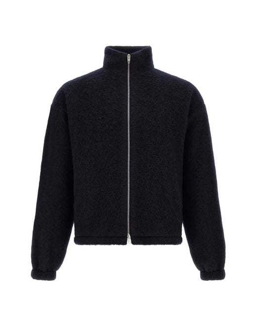 Jil Sander Blue Textured-Knit Zip-Up Cardigan for men