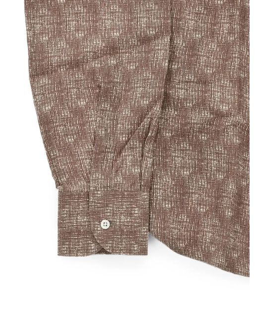 Corneliani Brown French-Collar Silk Shirt for men