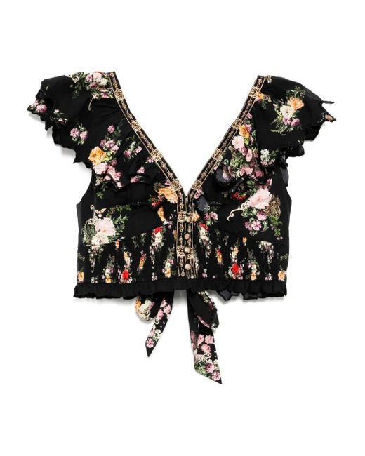 Camilla ショートスリーブ Vネックトップ Black