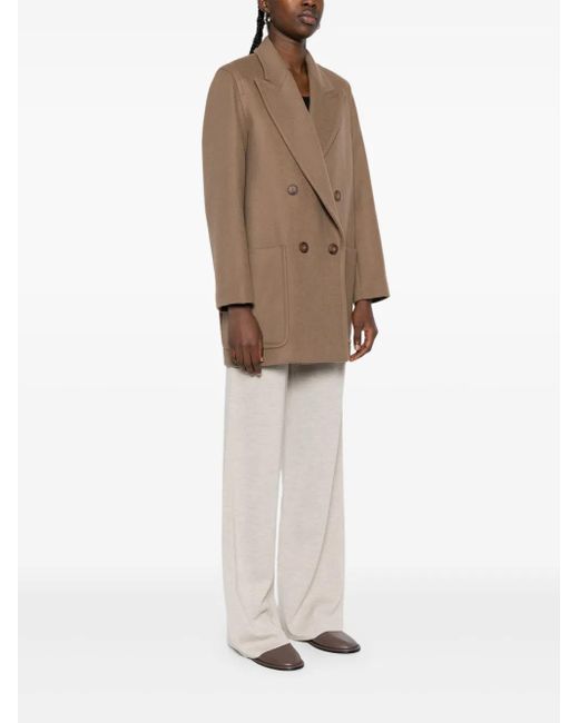 Max Mara Brown Double-Breasted Patch-Pocket Coat