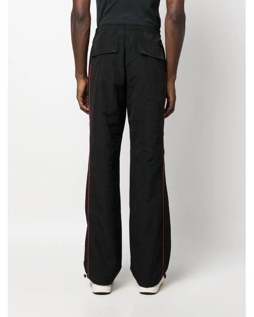 Palm Angels Black Logo-Embroidered Checked Trousers