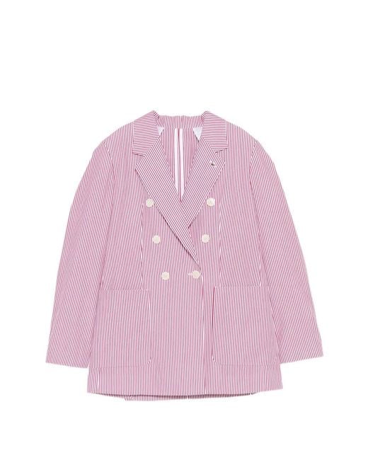 Manuel Ritz Pink Striped Double-Breasted Jacket