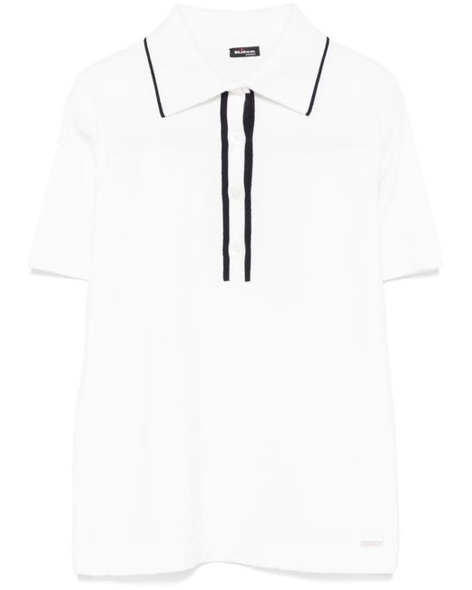 Kiton White Wool Polo Top