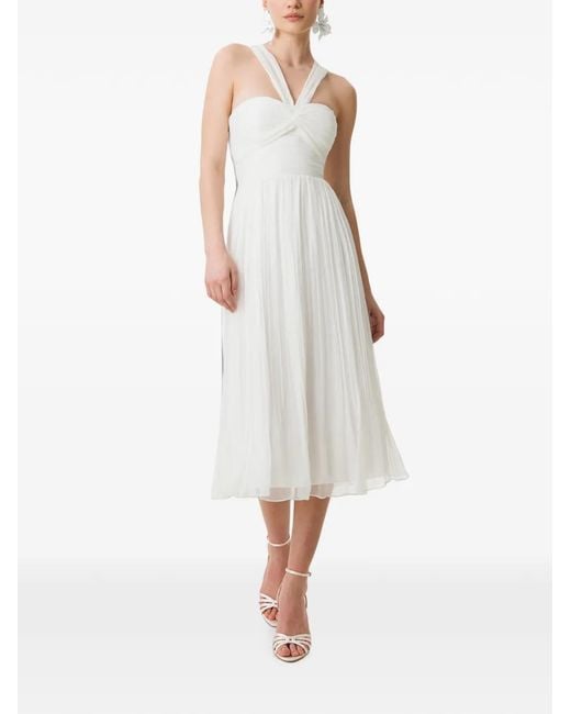 Framboise White Emme Pleated Midi Dress