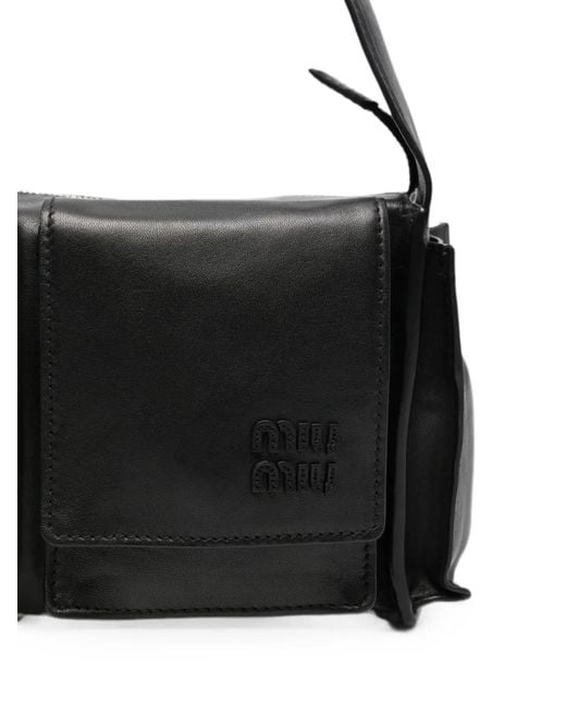 Miu Miu Black Multi-Pocket Leather Shoulder Bag