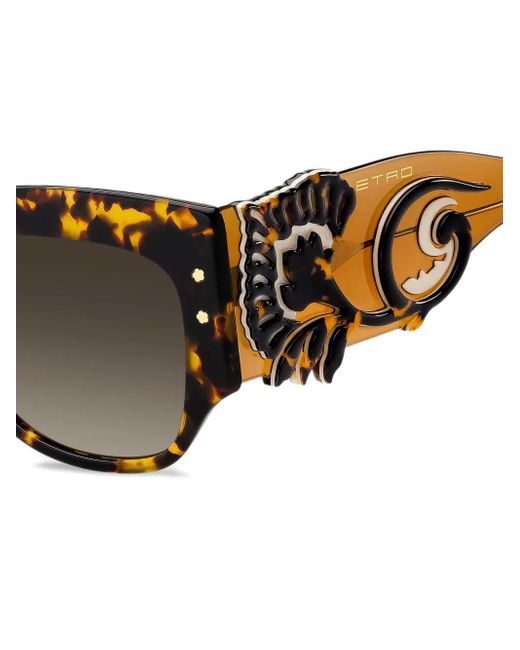 Etro Brown Blossom-Embellished Tortoiseshell Sunglasses