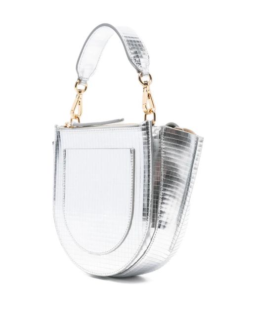 Wandler White Hortensia Grid-Pattern Flap Tote Bag