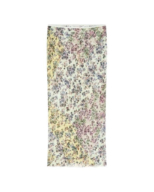 Dries Van Noten White Jacquard Midi Skirt