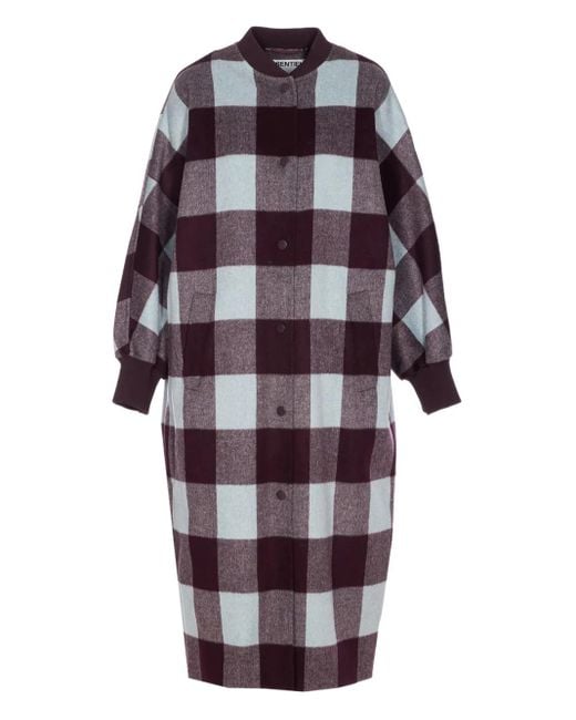 Abrigo a cuadros con doble botonadura Essentiel Antwerp de color Brown