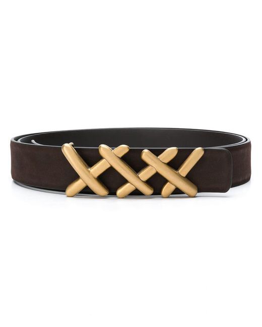 Ermenegildo Zegna Brown Men's Xxx-buckle Leather Belt for men