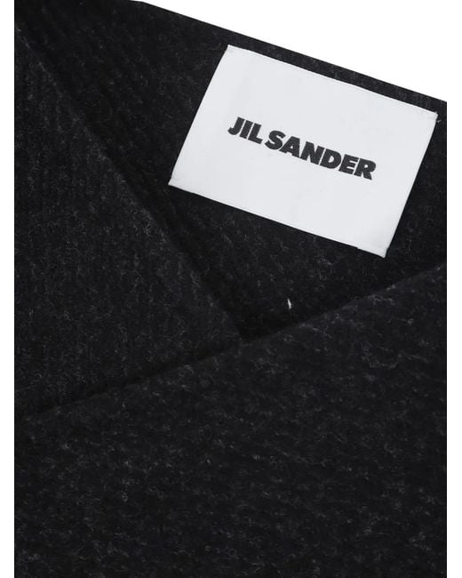 Jil Sander Black Logo-Patch Scarf for men