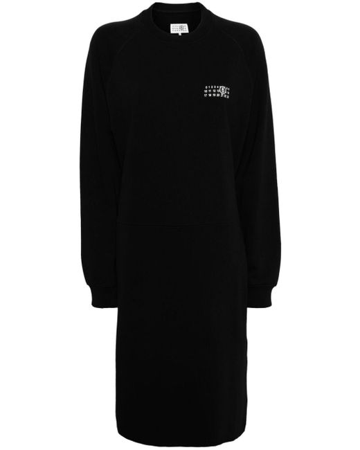 MM6 by Maison Martin Margiela Black Knitted Cotton-blend Dress