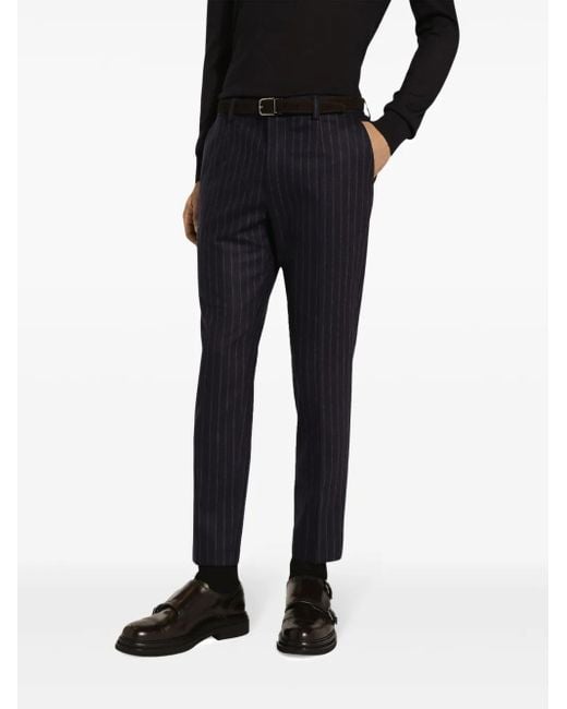 Dolce & Gabbana Blue Striped Tailored Trousers for men