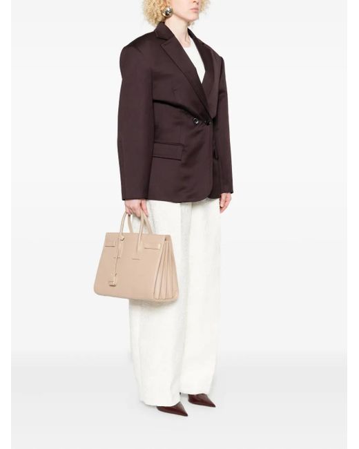 Saint Laurent Natural Sac De Jour Leather Tote Bag