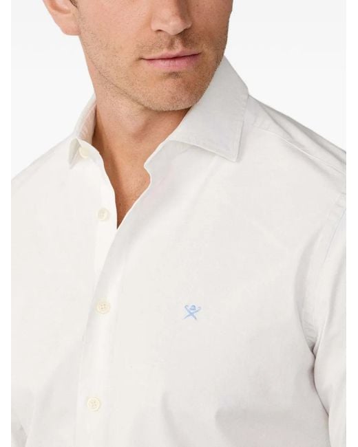 Hackett White Kent-Collar Stretch-Poplin Shirt for men