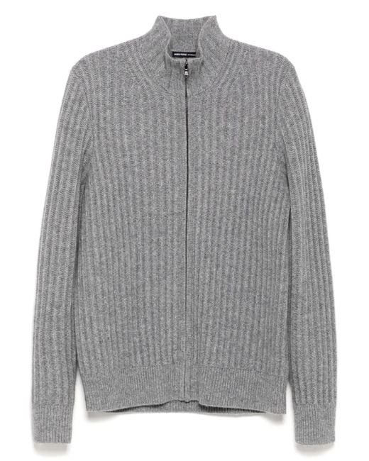 James Perse Gray Cashmere Zip-Up Cardigan for men